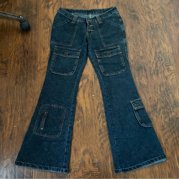 Vintage America Denim - Vintage 90s y2k goth denim low rise flare jeans.